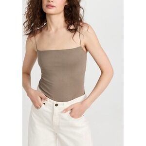 ENZA COSTA Supima Cotton Essential Strappy Tank Small Olive Oil Quiet Luxury